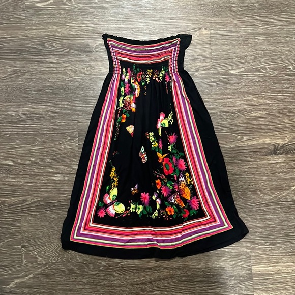Hottie Butterfly Print Strapless Dress - Picture 1 of 3